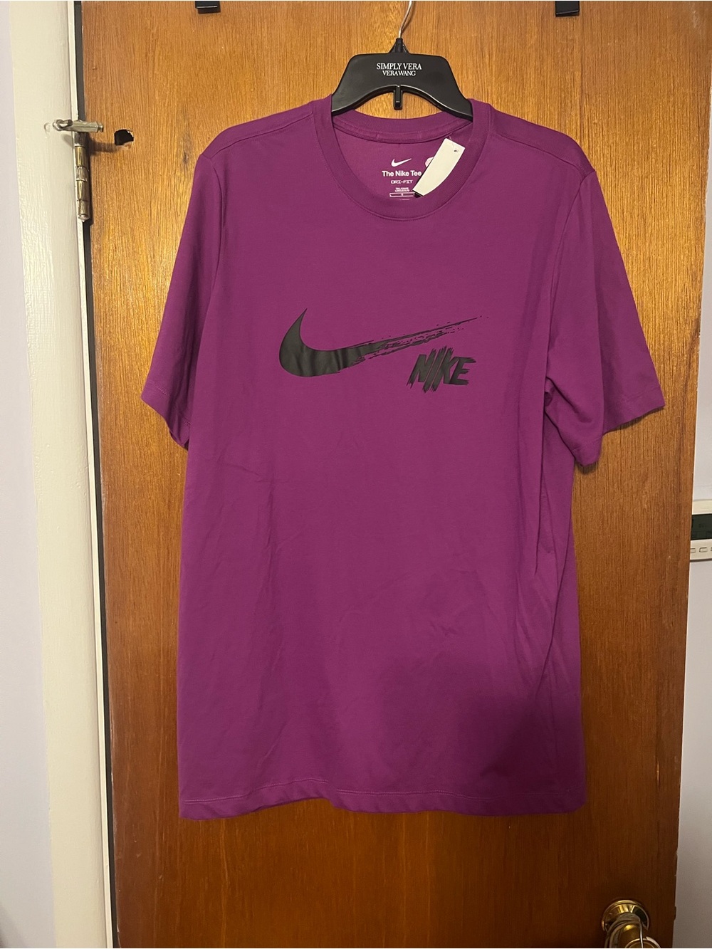 Nike Men’s Purple T-Shirt with Black Swoosh